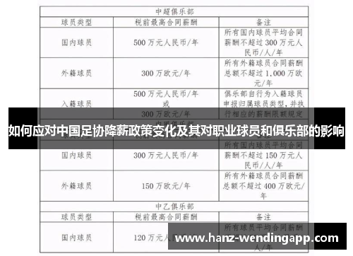 如何应对中国足协降薪政策变化及其对职业球员和俱乐部的影响